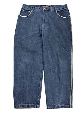 Vintage 2000s Vibes Streetwear Faded Baggy Black Denim Jeans Size 42x32